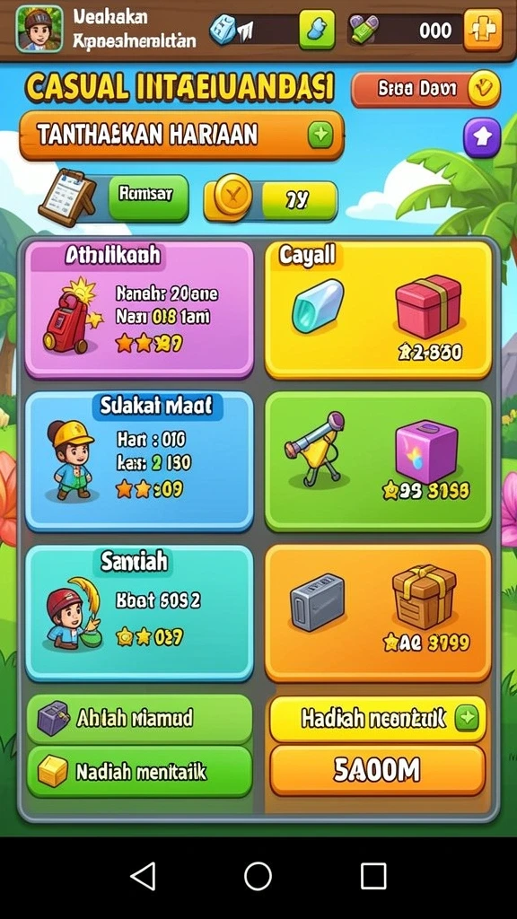 Menu permainan yang beragam dan mudah diakses.