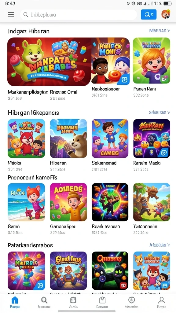 Tampilan awal permainan yang menarik dan mudah dipahami.